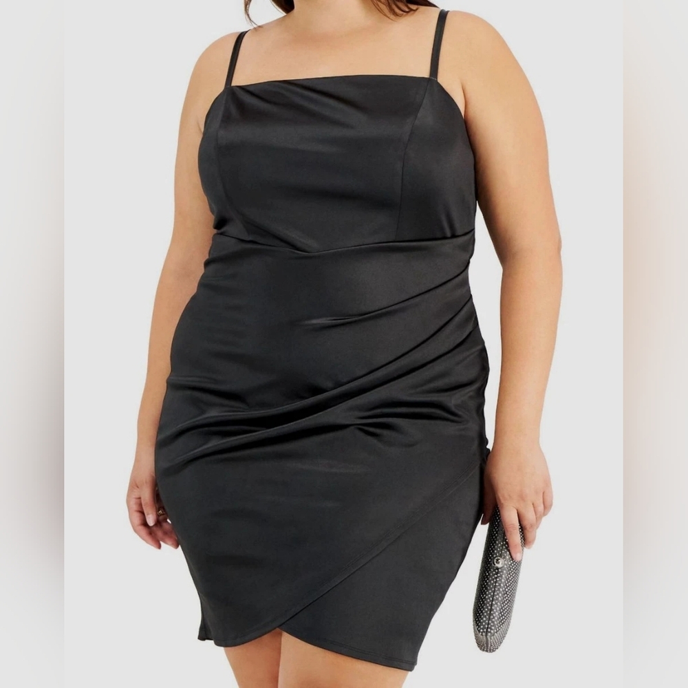 Emerald Sundae Gathered Trendy Little Black Dress Plus Size 20 NEW with Tag